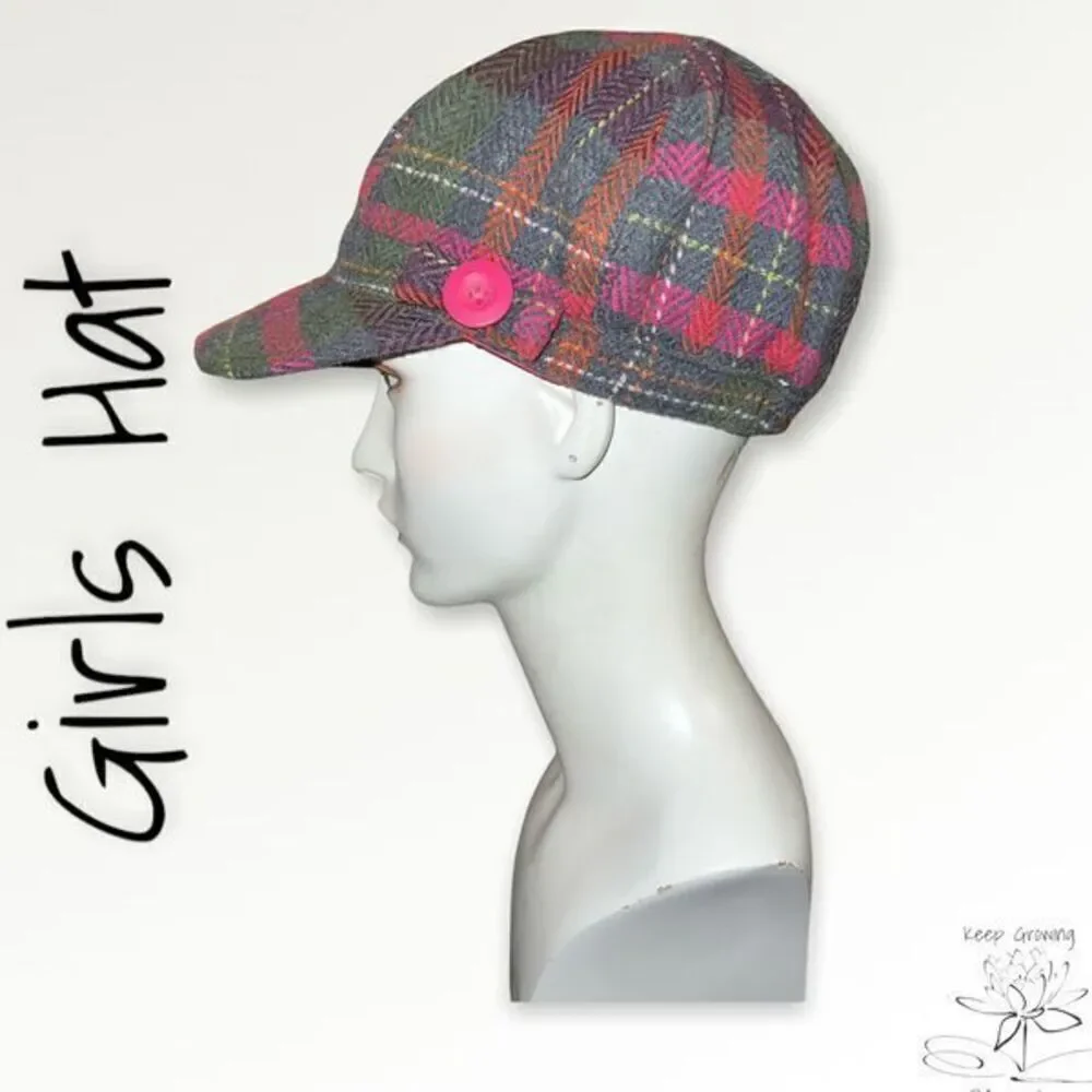 Bundle Sale 3 for $15 | Gymboree Gray and Pink Plaid Youth Hat | Size 5 - 7